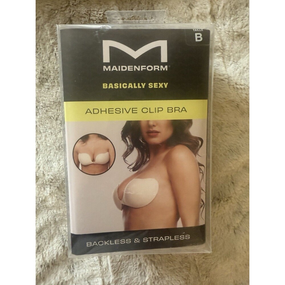 New Maidenform Basically Sexy Adhesive Clip Bra, Backless Strapless, Nude Size B